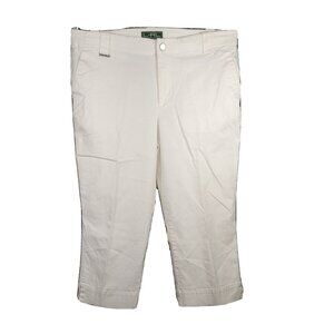 Vtg Lauren Active Ralph Lauren Capri Cropped Pants Women Size 12 White Pockets